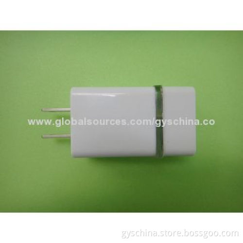Dual USB Charger, 5V-2.1A Output for Mobile Phones and Tablet PCs, Charge Two Devices at Same Time